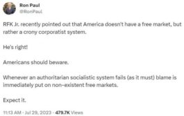 Врач, политик и писатель Рон Пол считает, что в Америке нет свободного рынка